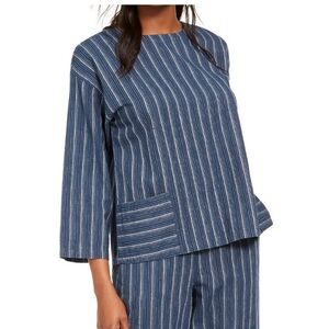 Eileen Fisher Navy Striped Set Size Large